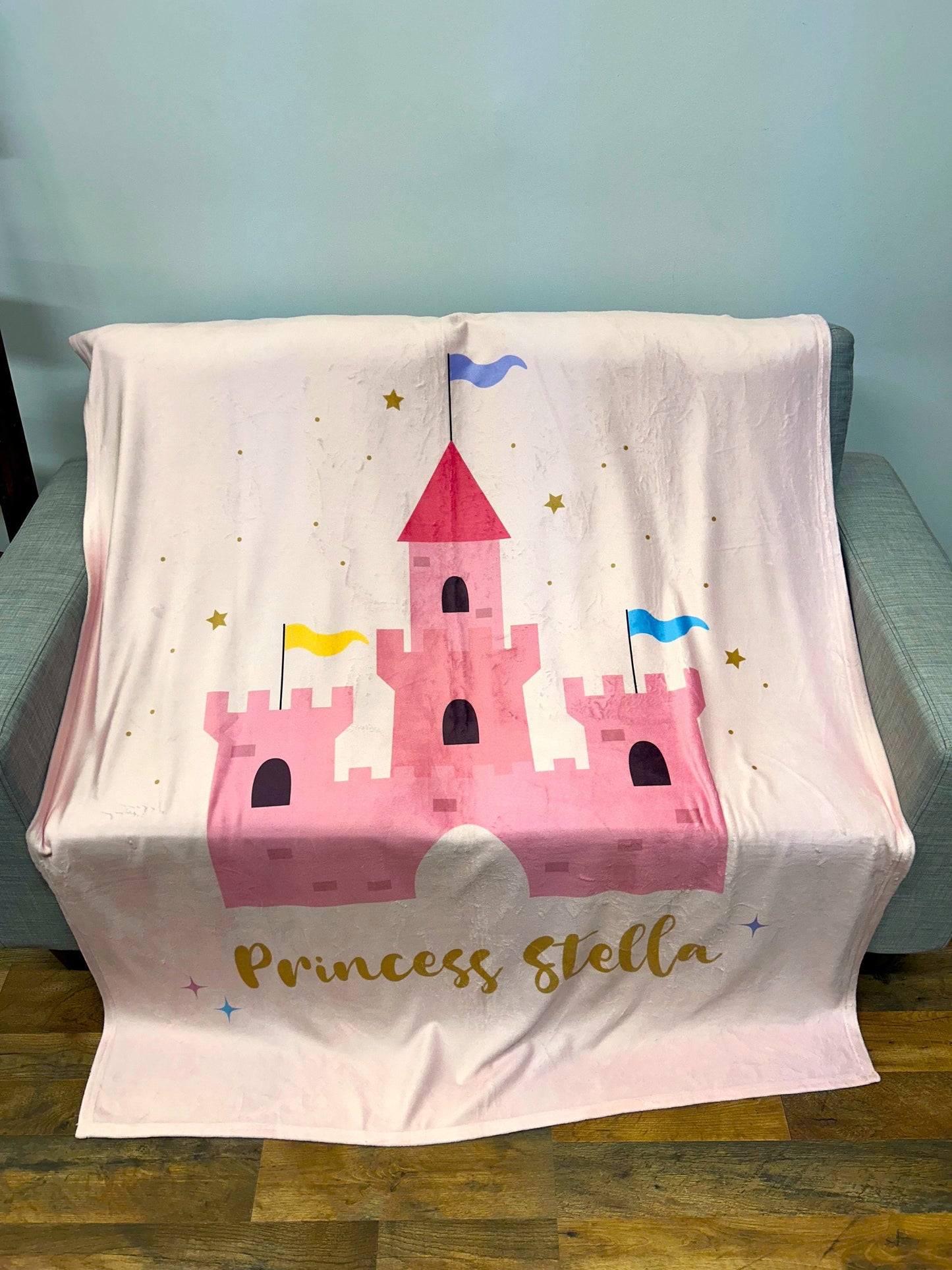 Princess Castle Name Blanket, Girl Blanket Gift, Baby Blanket Gift, Kids Blanket, Personalized Gift, Gift for Her