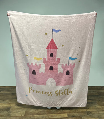 Personalized Kids Princess Castle Name Blanket, Girl Blanket Gift, Baby Blanket Gift, Kids Blanket, Personalized Gift, Gift for Her