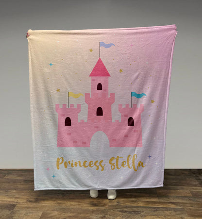 Personalized Kids Princess Castle Name Blanket, Girl Blanket Gift, Baby Blanket Gift, Kids Blanket, Personalized Gift, Gift for Her