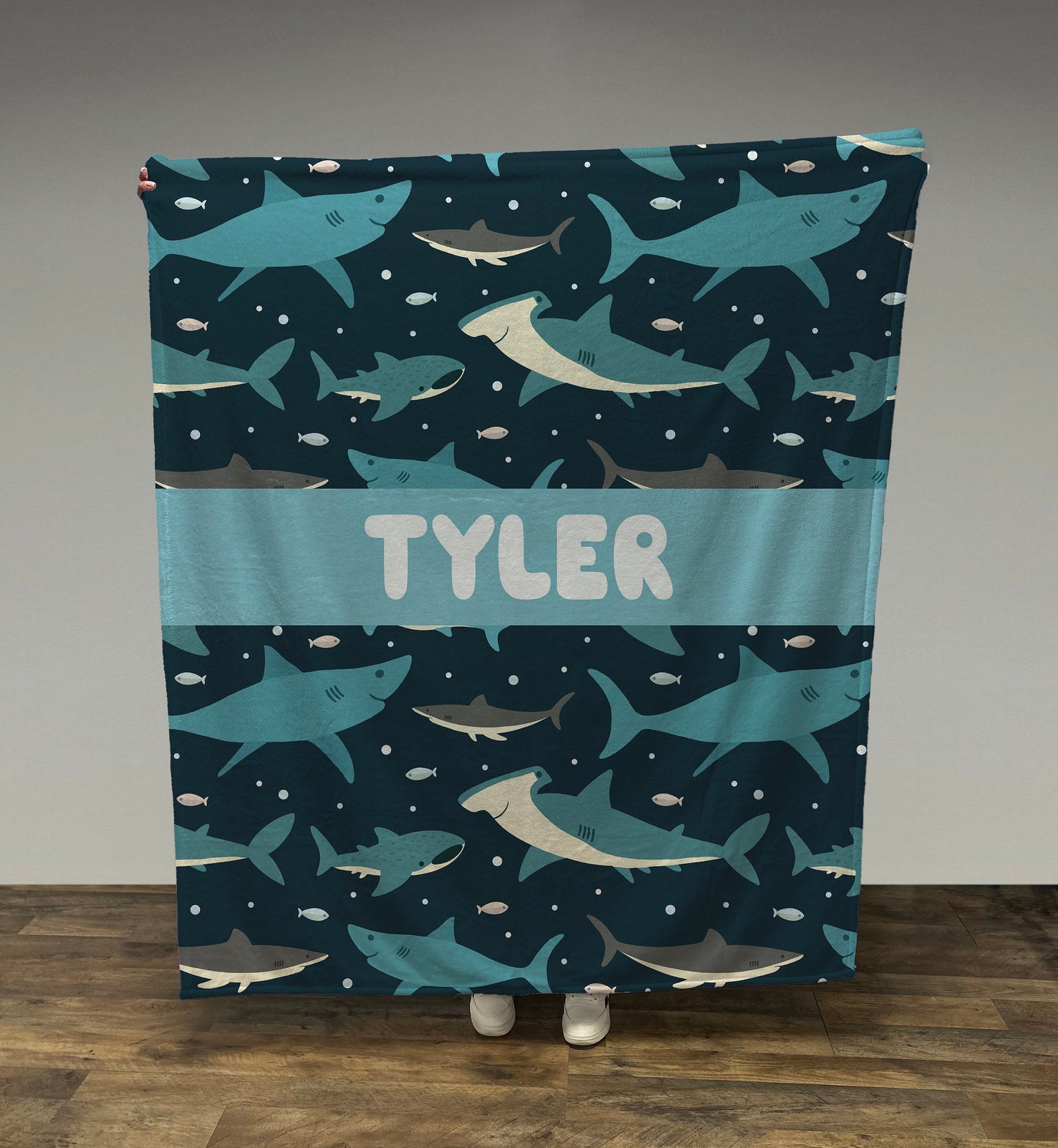 Personalized Kids Shark Blanket, Add a Name, Boy Blanket, Baby Blanket, Kids Blanket, Personalized Gift, Gift for Baby and Toddlers