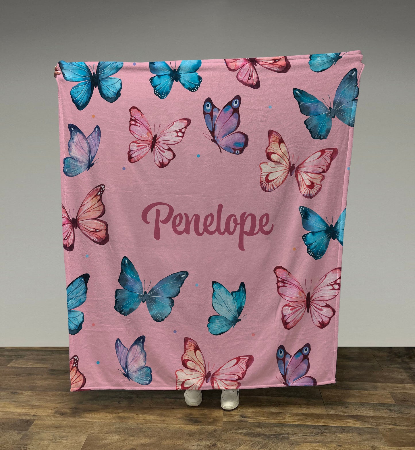 Personalized Butterfly Name Blanket, Girl Blanket Gift, Baby Blanket Gift, Kids Blanket, Personalized Gift, Gift for Her