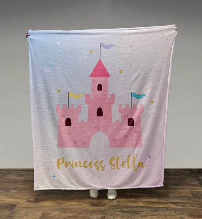 Princess Castle Name Blanket, Girl Blanket Gift, Baby Blanket Gift, Kids Blanket, Personalized Gift, Gift for Her