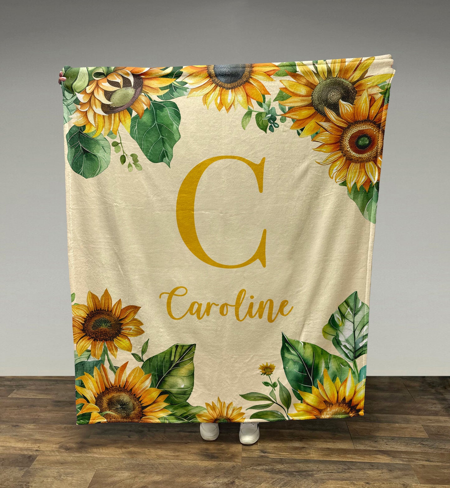 Monogram Floral Blanket, Floral Baby Blanket, Personalized Custom Name Blanket, 3 sizes Fleece/Sherpa, Baby/Girl/Boy/Adult Blanket