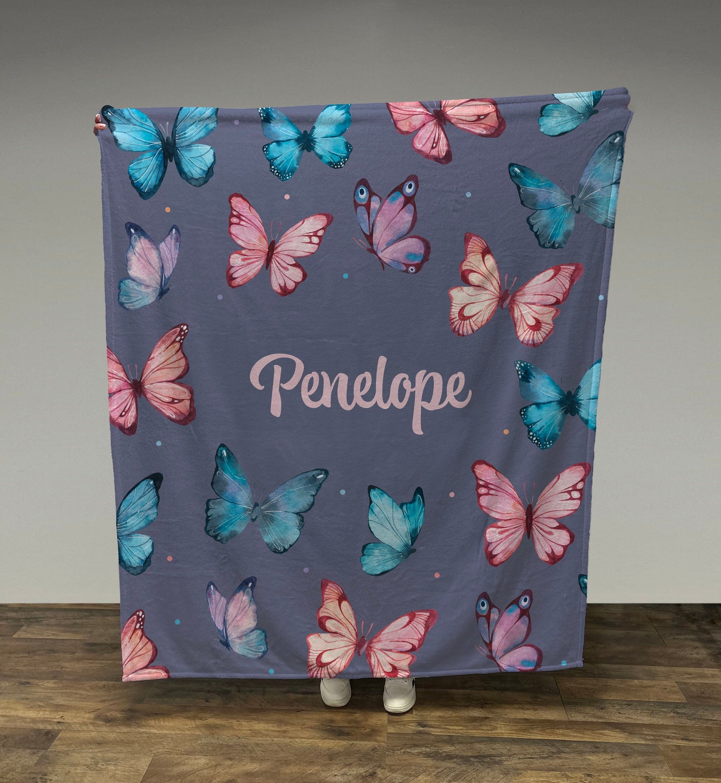 Personalized Butterfly Name Blanket, Girl Blanket Gift, Baby Blanket Gift, Kids Blanket, Personalized Gift, Gift for Her