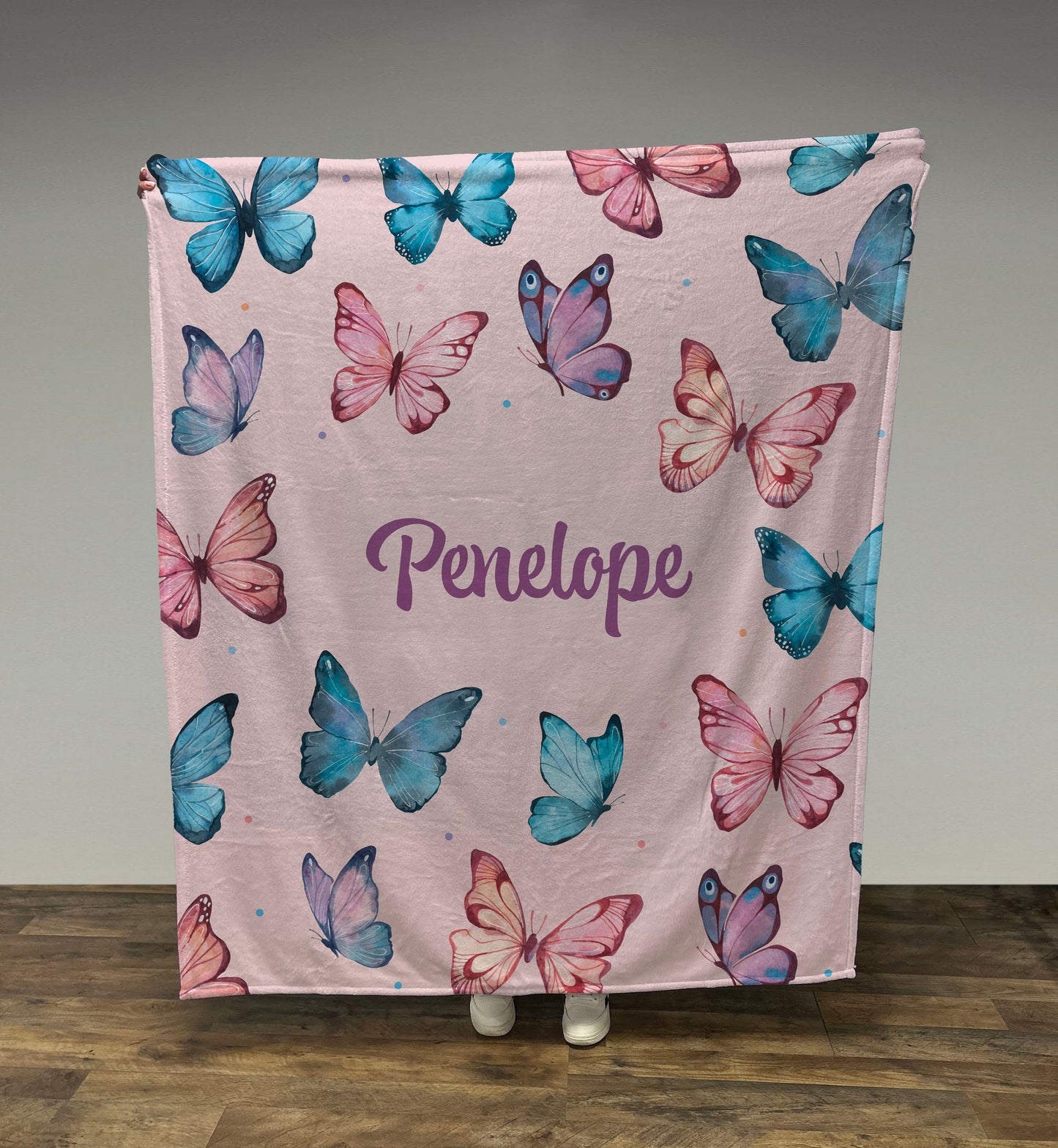 Personalized Butterfly Name Blanket, Girl Blanket Gift, Baby Blanket Gift, Kids Blanket, Personalized Gift, Gift for Her