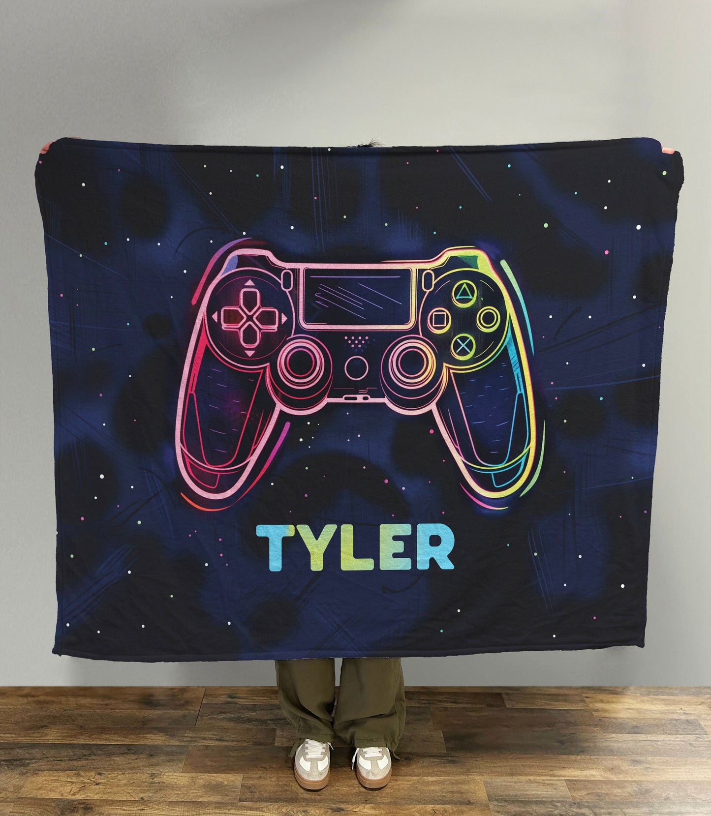 Personalized gaming blanket with name, 3 sizes Fleece/Sherpa, Baby/Girl/Boy/Adult Blanket, Custom Gift, Personalized Blanket, Birthday Gift