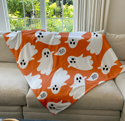 Halloween Ghosts Blanket, Spooky Ghost Blanket, 3 sizes Fleece/Sherpa, Baby/Girl/Boy/Adult Blanket, Halloween Gift Basket, Halloween Decor