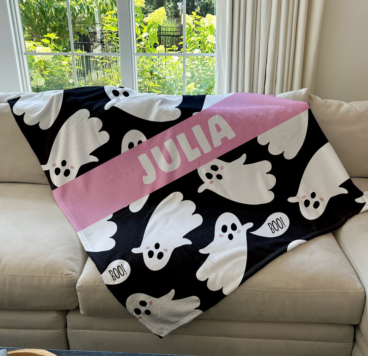 Custom Halloween Blanket, Spooky Ghost Blanket, 3 sizes Fleece/Sherpa, Baby/Girl/Boy/Adult Blanket, Halloween Gift Basket, Halloween Decor