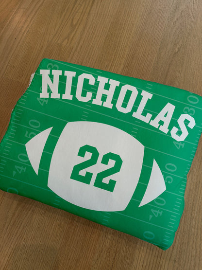 Custom Football Blanket with Name and Number, Custom Name Blanket, Football Blanket, Sports Blanket, Team Gift, Gift for him, Football Gift