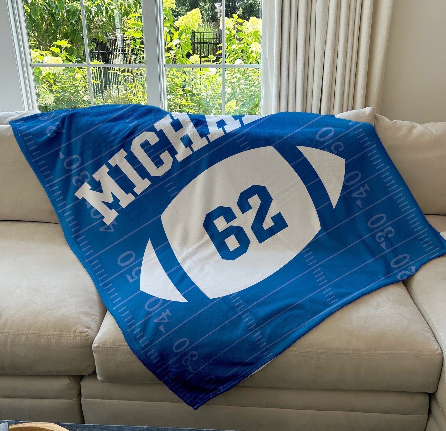 Custom Football Blanket with Name and Number, Custom Name Blanket, Football Blanket, Sports Blanket, Team Gift, Gift for him, Football Gift