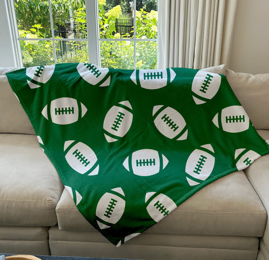 Football Blanket, Sports Blanket, Footballs Allover Blanket, Football Season, Team Gift, Gift for him, Football Gift, Fleece/ Sherpa