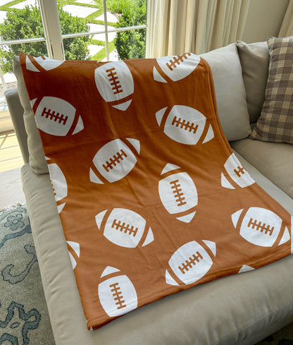 Football Blanket, Sports Blanket, Footballs Allover Blanket, Football Season, Team Gift, Gift for him, Football Gift, Fleece/ Sherpa