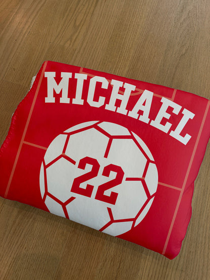 Custom Soccer Blanket with Name and Number, Custom Name Blanket, Soccer Blanket, Sports Blanket, Team Gift, Gift for him, Soccer Gift