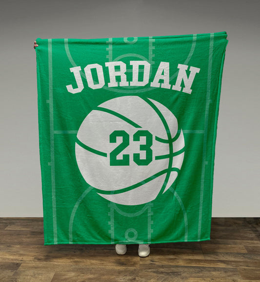 Custom Basketball Blanket with Name and Number, Custom Name Blanket, Basketball Blanket, Sports Blanket, Team Gift, Basketball Gift