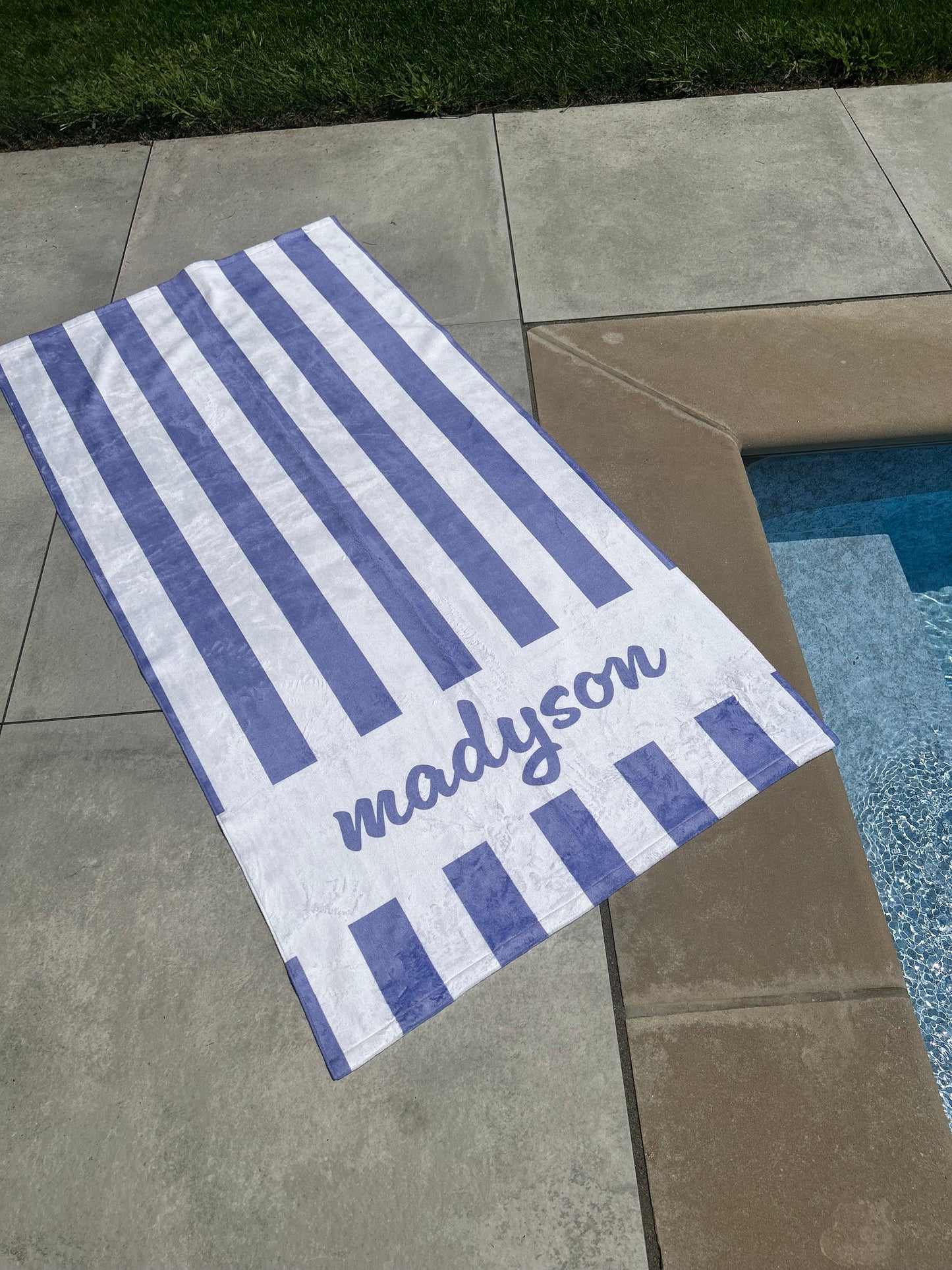 Personalized Beach Towel, Name Pool Towel, 30"x60" Towel, Personalized Towel with Name, Gift for Kids, Cabana Stripe Beach Towel