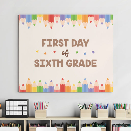 Custom First Day of School Banner, Gift for Teacher, Class Decor, First Day of School Backdrop, Multiple Sizes and Built-In Hang Ties