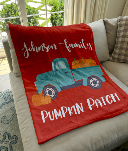 Customized Fall Pumpkin Patch Blanket, Fleece/Sherpa, 30+ Colors, Baby/Girl/Boy/Adult Blanket, Custom Gift, Personalized Blanket, Fall Decor