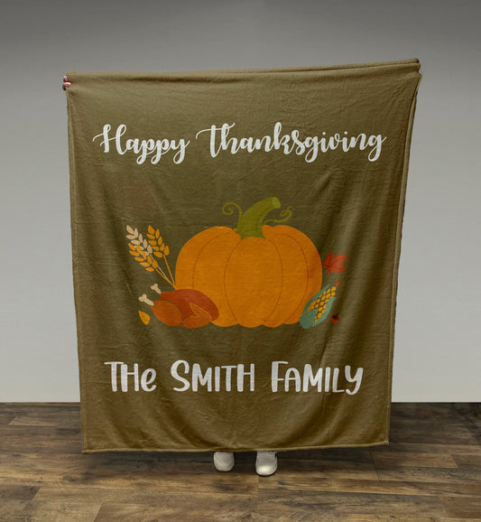 Custom Thanksgiving Blanket, Fleece/Sherpa, 50+ Colors, Custom Gift, Personalized Blanket, Fall Decor, Thanksgiving Decor, Gift for Her