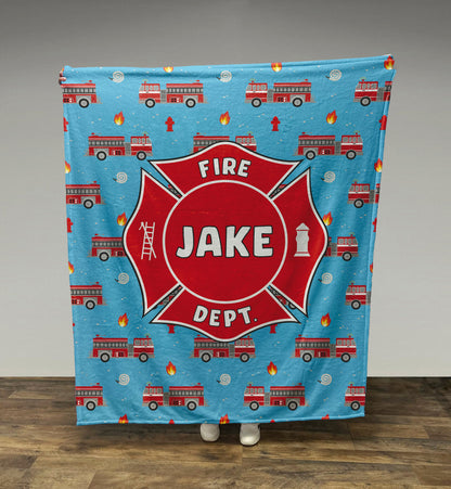 Personalized Kids Fire Truck Blanket, Boy Blanket, Baby Blanket, Kids Blanket, Personalized Gift, Gift for Baby and Toddlers