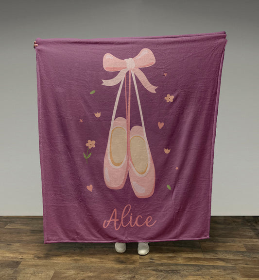 Custom Ballerina Blanket, Custom Name Blanket, Ballet Blanket, Team Gift, Dance Gift, Fleece/Sherpa, 50+ colors, Gift for Her, Girls Gift