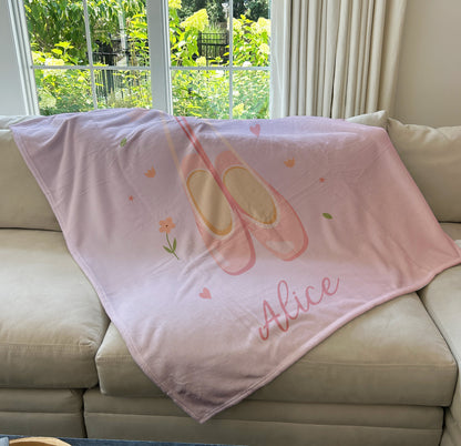 Custom Ballerina Blanket, Custom Name Blanket, Ballet Blanket, Team Gift, Dance Gift, Fleece/Sherpa, 50+ colors, Gift for Her, Girls Gift