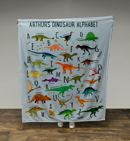 Personalized Kids Dinosaur Alphabet Blanket, Boy Blanket, Baby Blanket, Kids Blanket, Personalized Gift, Gift for Baby and Toddlers