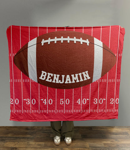 Personalized Football Blanket, Custom Name Blanket, Football Blanket, Sports Blanket, Team Gift, Gift for him, Team Gift, Fleece + Sherpa