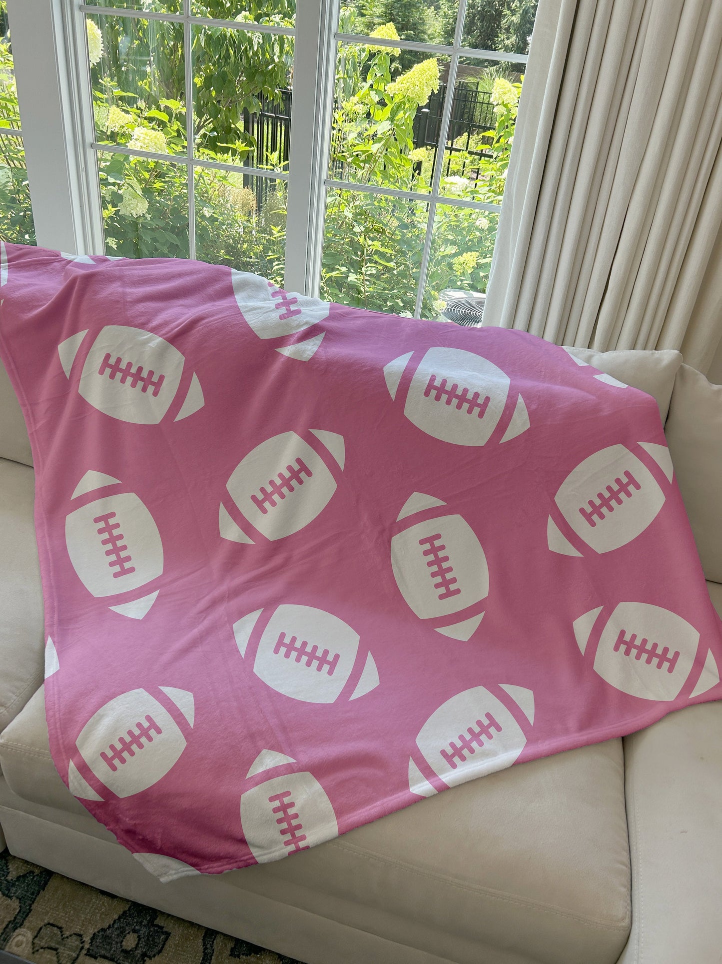 Football Blanket, Sports Blanket, Footballs Allover Blanket, Football Season, Team Gift, Gift for him, Football Gift, Fleece/ Sherpa