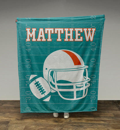 Custom Football Blanket with Name, Custom Name Blanket, Football Blanket, Sports Blanket, Team Gift, Gift for him, Football Gift