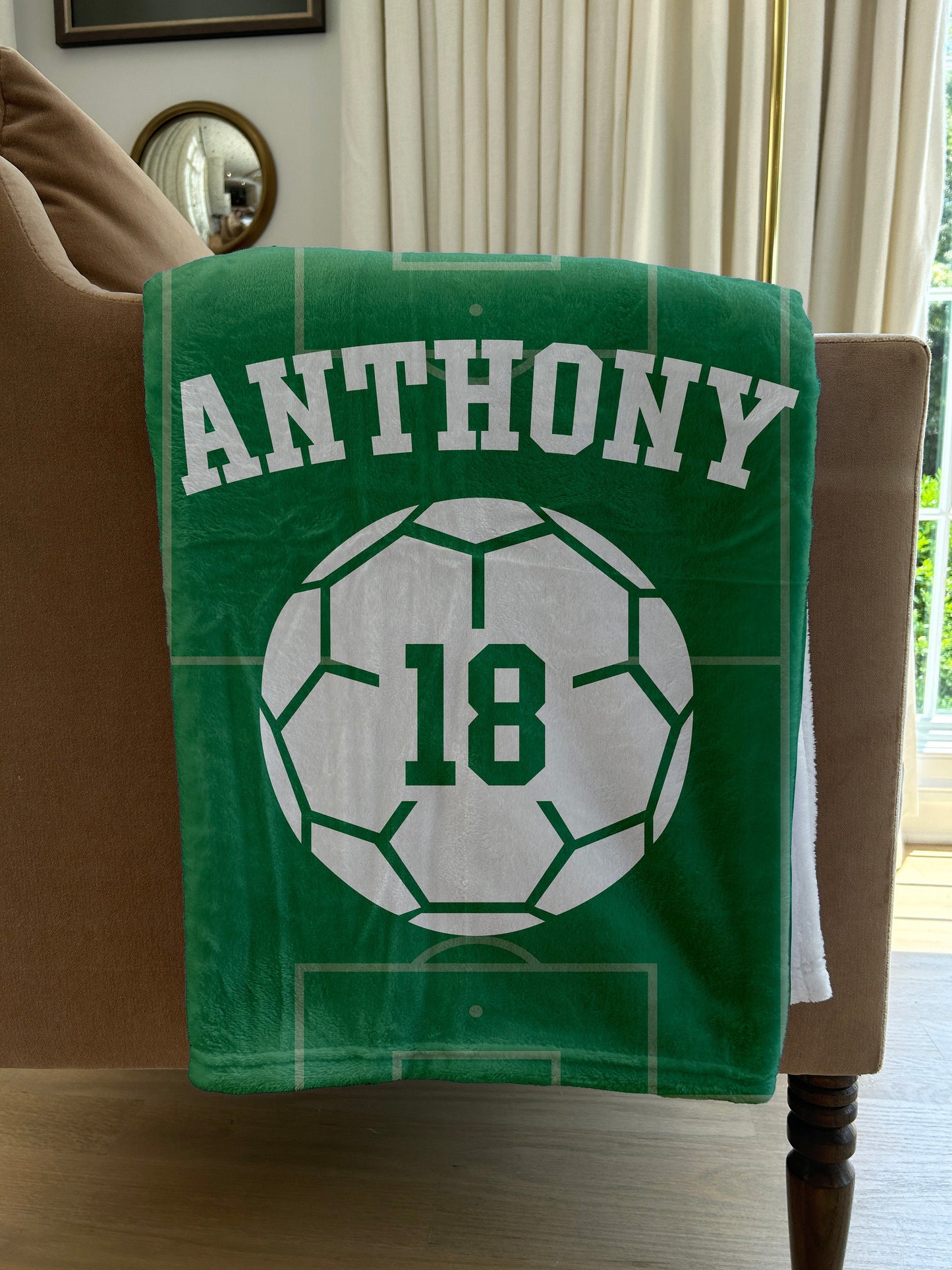 Custom Soccer Blanket with Name and Number, Custom Name Blanket, Soccer Blanket, Sports Blanket, Team Gift, Gift for him, Soccer Gift