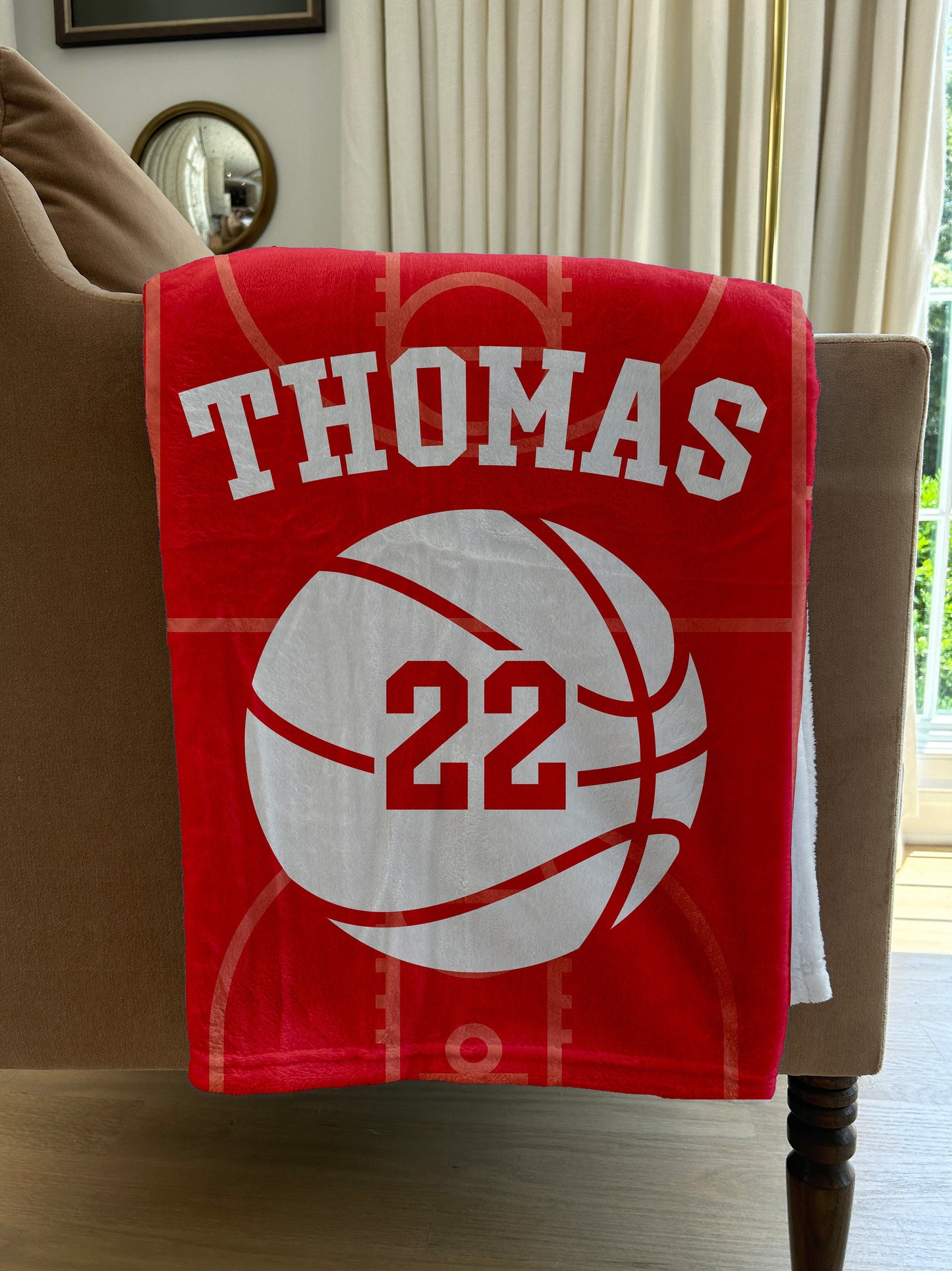 Custom Basketball Blanket with Name and Number, Custom Name Blanket, Basketball Blanket, Sports Blanket, Team Gift, Basketball Gift