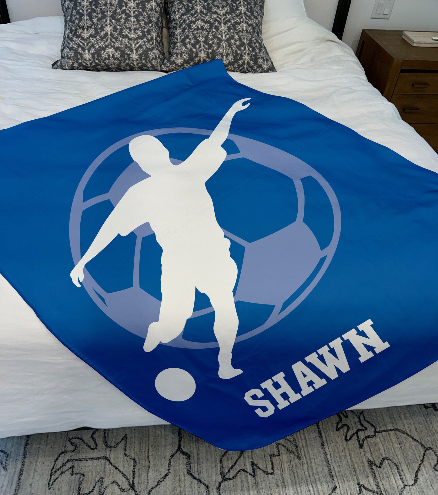 Custom Soccer Blanket, Custom Name Blanket, Soccer Blanket, Sports Blanket, Team Gift, Soccer Gift, Fleece/Sherpa, 50+ colors