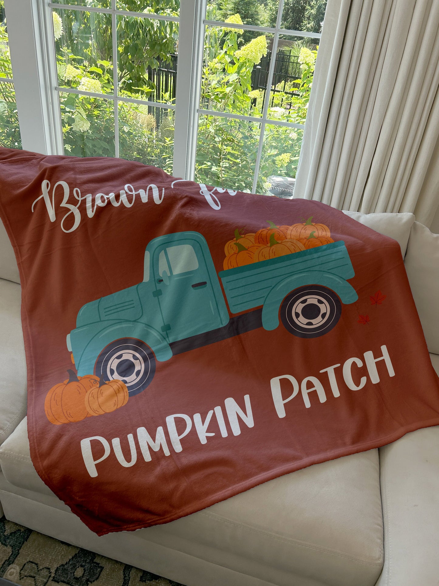 Customized Fall Pumpkin Patch Blanket, Fleece/Sherpa, 30+ Colors, Baby/Girl/Boy/Adult Blanket, Custom Gift, Personalized Blanket, Fall Decor