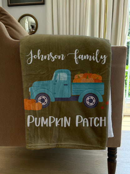 Customized Fall Pumpkin Patch Blanket, Fleece/Sherpa, 30+ Colors, Baby/Girl/Boy/Adult Blanket, Custom Gift, Personalized Blanket, Fall Decor