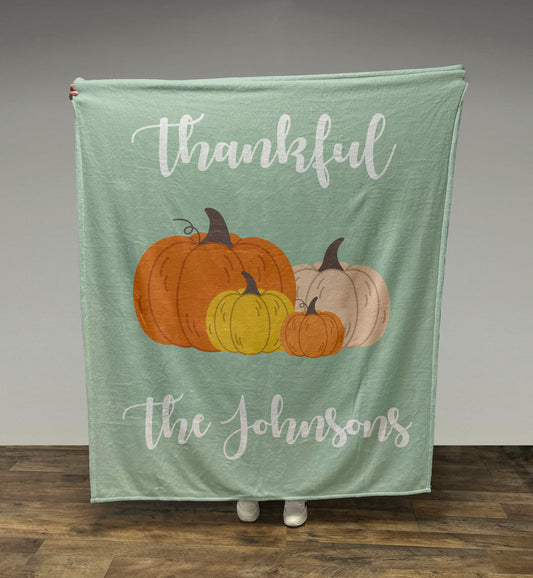 Custom Pumpkin Blanket, Fleece/Sherpa, 50+ Colors, Custom Gift, Personalized Blanket, Fall Decor, Thanksgiving Decor, Gift for Her