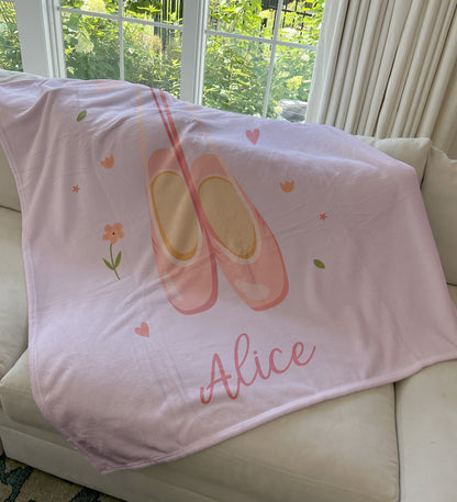 Custom Ballerina Blanket, Custom Name Blanket, Ballet Blanket, Team Gift, Dance Gift, Fleece/Sherpa, 50+ colors, Gift for Her, Girls Gift