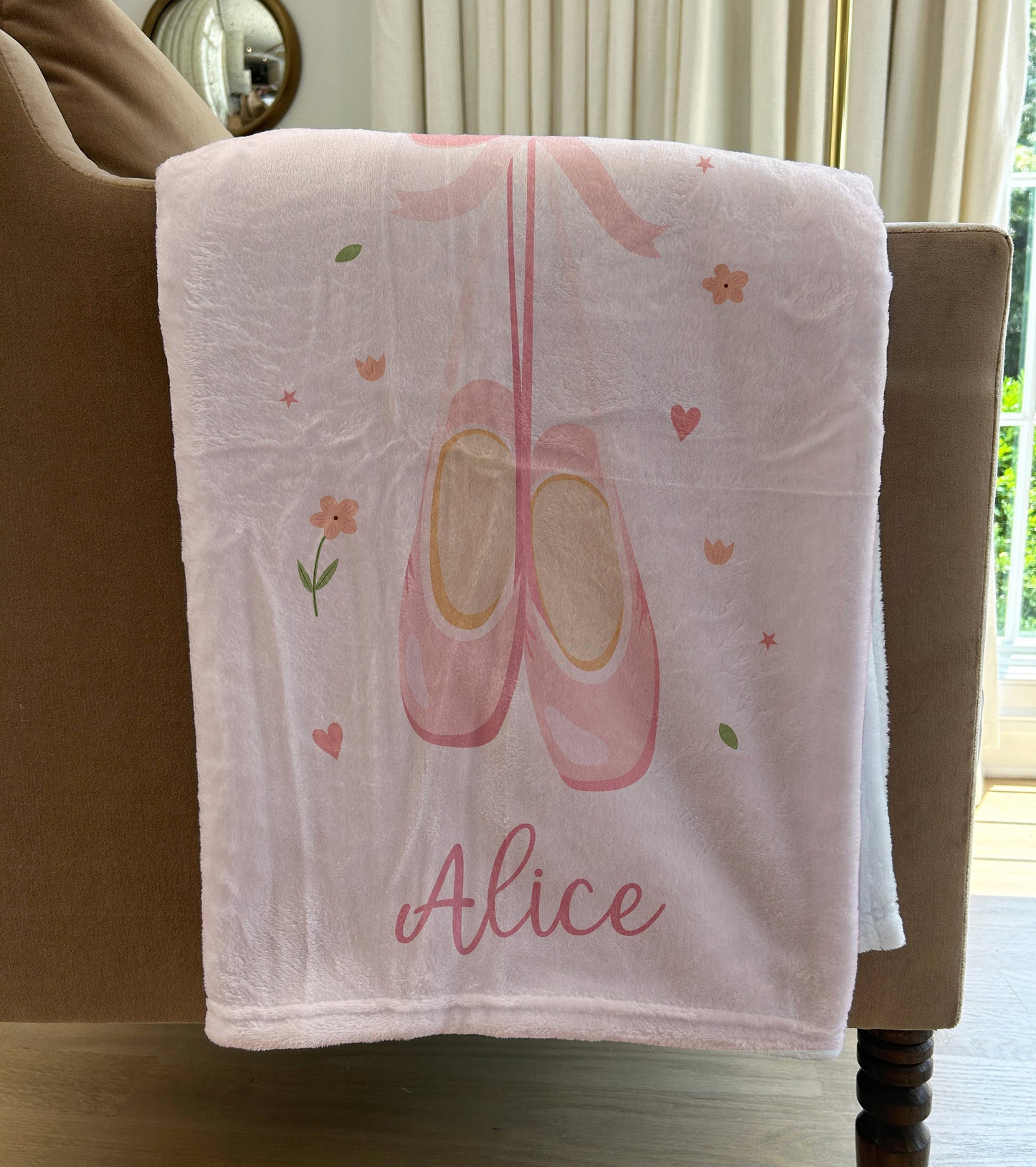 Custom Ballerina Blanket, Custom Name Blanket, Ballet Blanket, Team Gift, Dance Gift, Fleece/Sherpa, 50+ colors, Gift for Her, Girls Gift